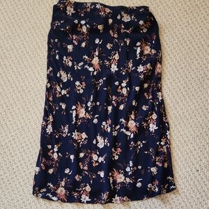 love, Fire Navy Floral Midi Skirt